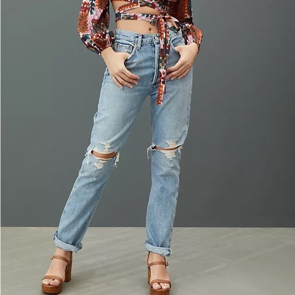 Agolde Denim - AGOLDE Riley Ripped Jeans in Blitz
